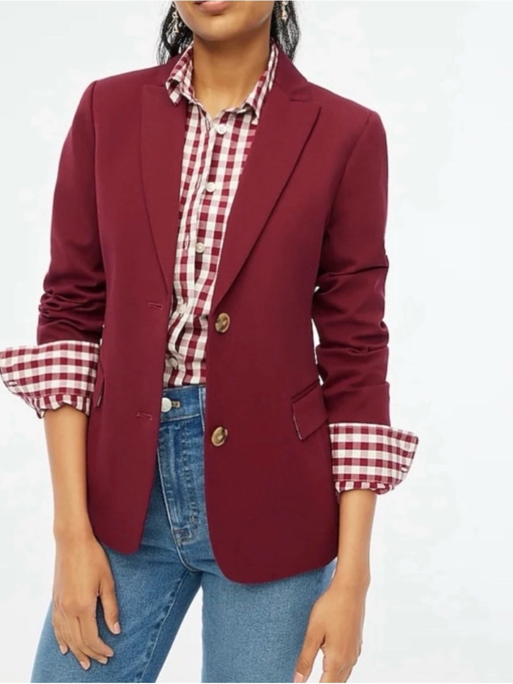 J. Crew Women's Cotton-blend Stretch Two-button Blazer in Vintage Burgundy 4 NWT